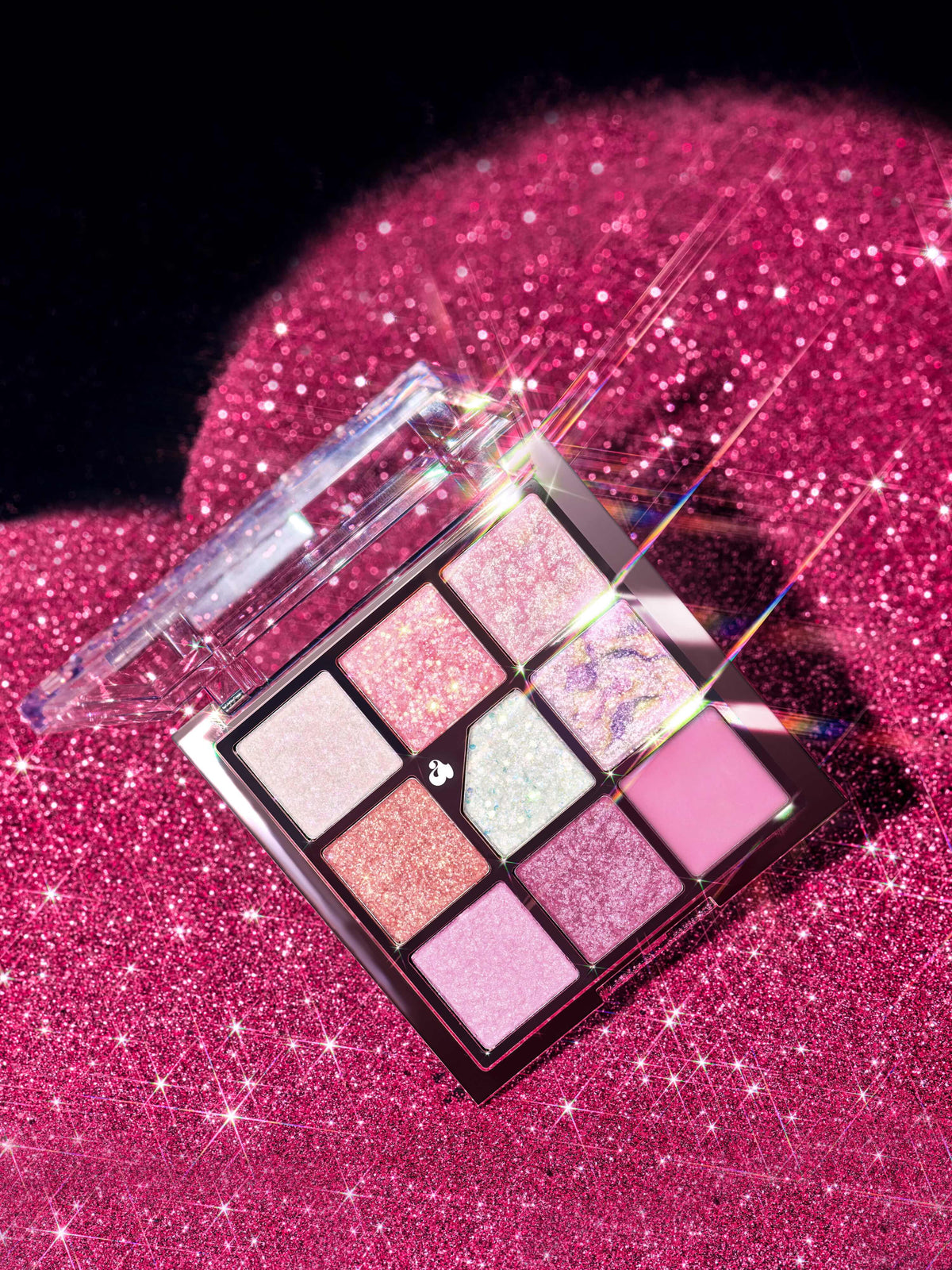 Korean eye makeup collection — palettes, liners, mascara and glitter