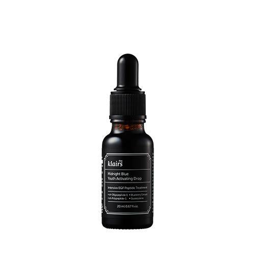 Dear Klairs Midnight Blue Youth Activating Drop 20ml, lightweight blue serum texture and finish