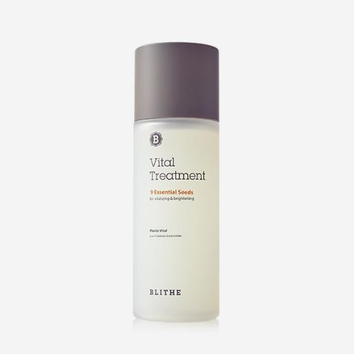 Blithe Vital Treatment 9 Essential Seeds essence, product packaging and bottle