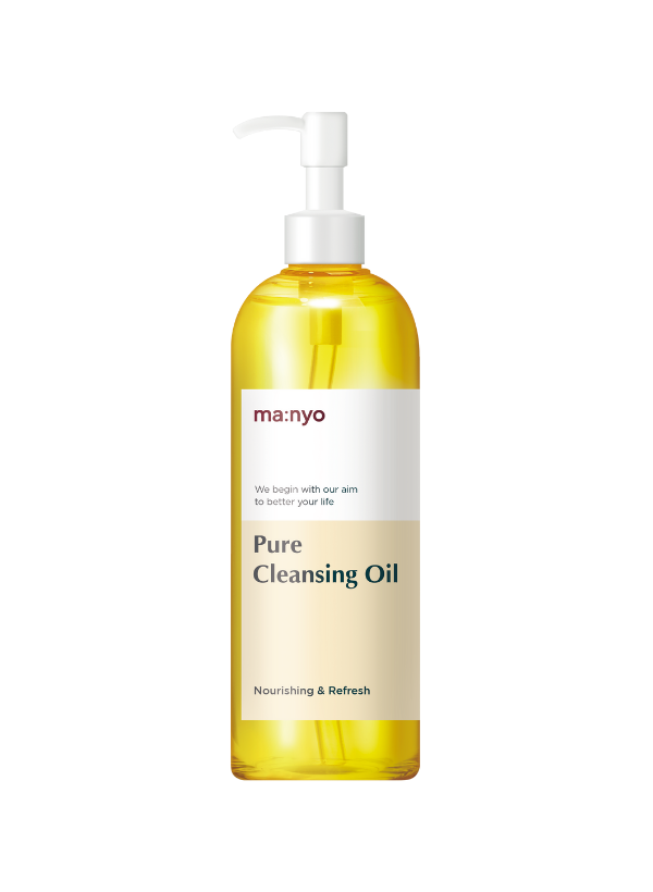 Manyo Pure Cleansing Oil 200ml, product packaging and full-size bottle