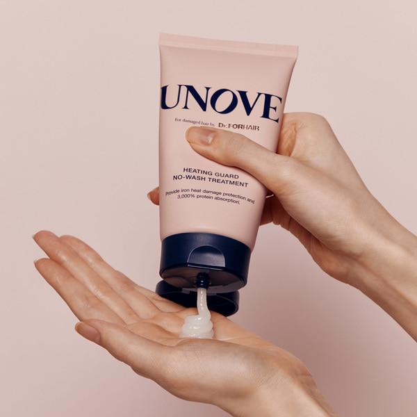 UNOVE Heating Guard No-Wash Hair Treatment 147ml - application