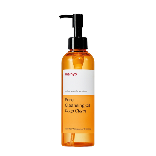 Manyo Pure Cleansing Oil Deep Clean, product packaging and full-size bottle