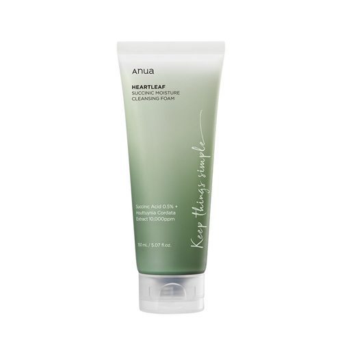 Anua Heartleaf Succinic Moisture Cleansing Foam 150ml - succinic acid smooths skin texture