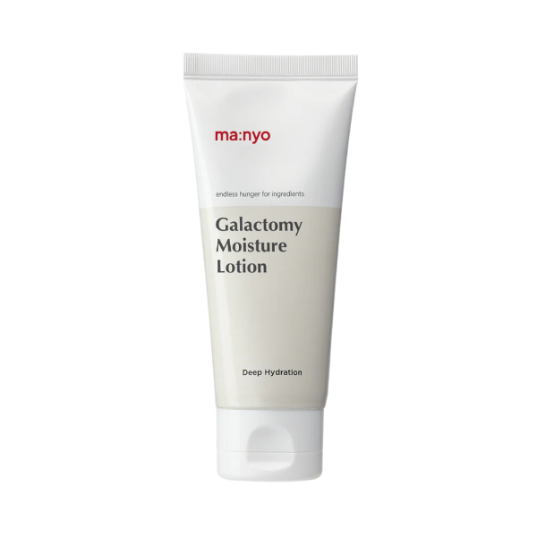 Manyo Galactomy Moisture Lotion, product packaging and full-size bottle
