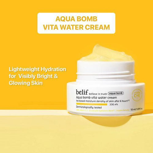 belif Aqua Bomb Vita Water Cream 50ml - water droplet texture bursts on contact