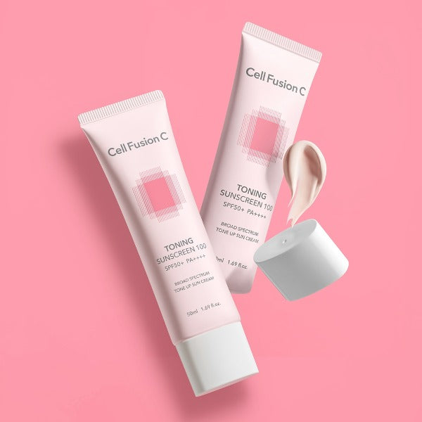 Cell Fusion C Toning Sunscreen 100 SPF50+/PA++++ 50ml, application and routine step