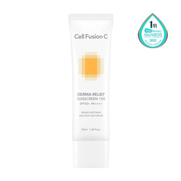 Cell Fusion C Derma Relief Sunscreen 100 SPF50+/PA++++ 50ml, hero ingredients and benefits