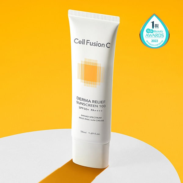 Cell Fusion C Derma Relief Sunscreen 100 SPF50+/PA++++ 50ml, application and routine step