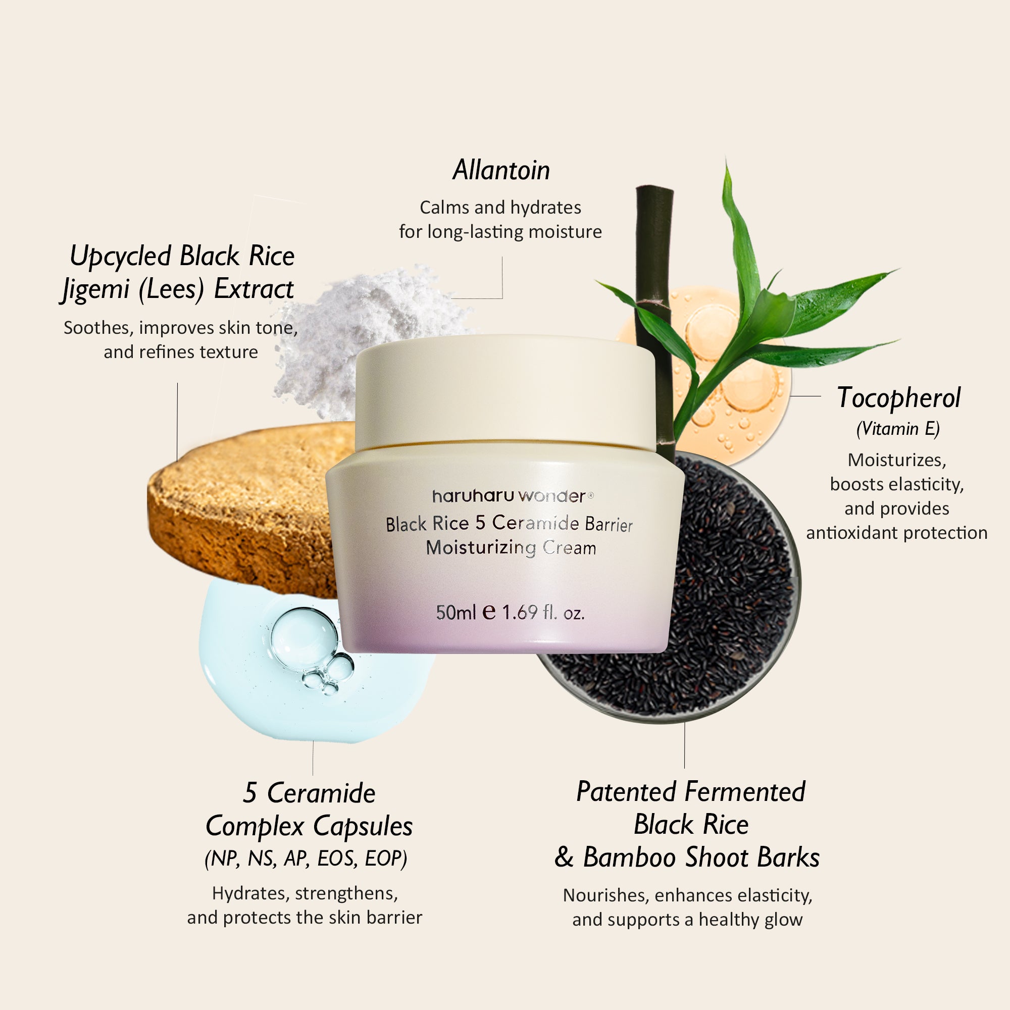 Haruharu Wonder Black Rice 5 Ceramide Barrier Moisturizing Cream 50ml - ceramide capsules