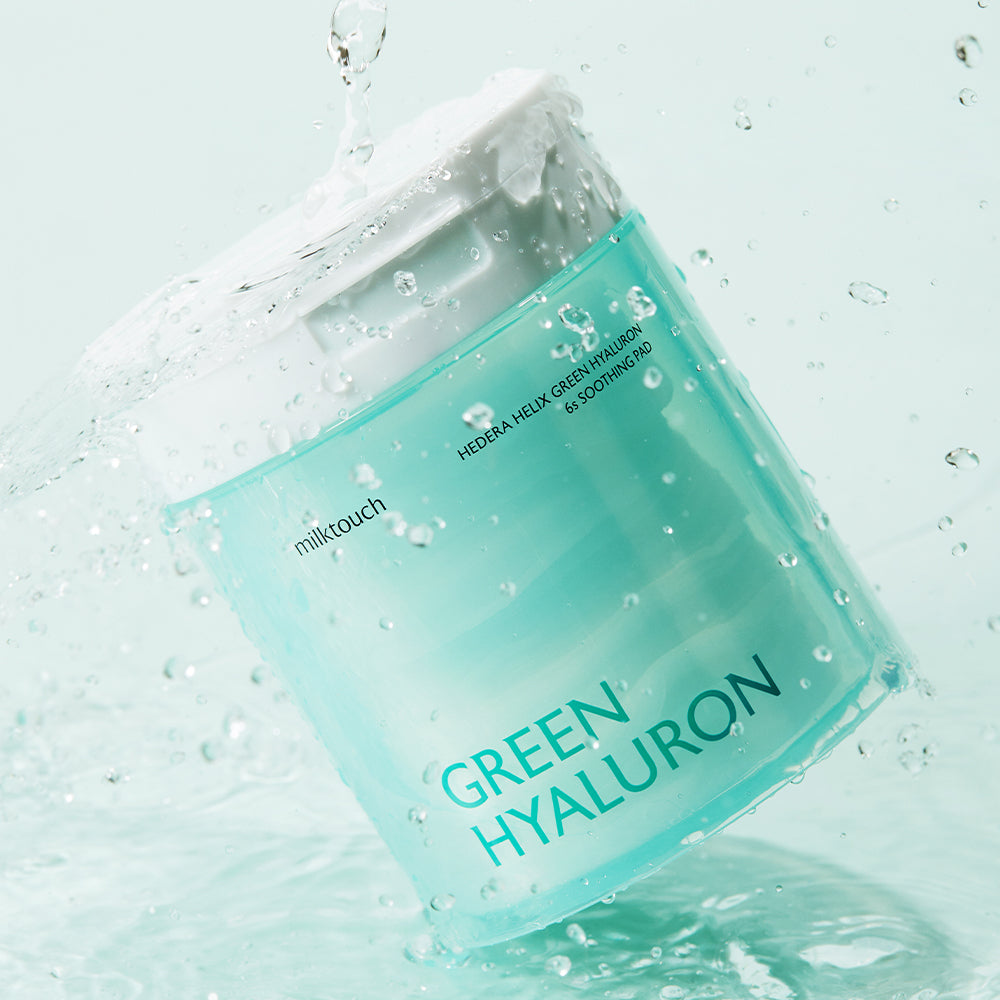 milktouch Hedera Helix Green Hyaluron 6 Sec Soothing Pad, toner pad featuring mini mask application