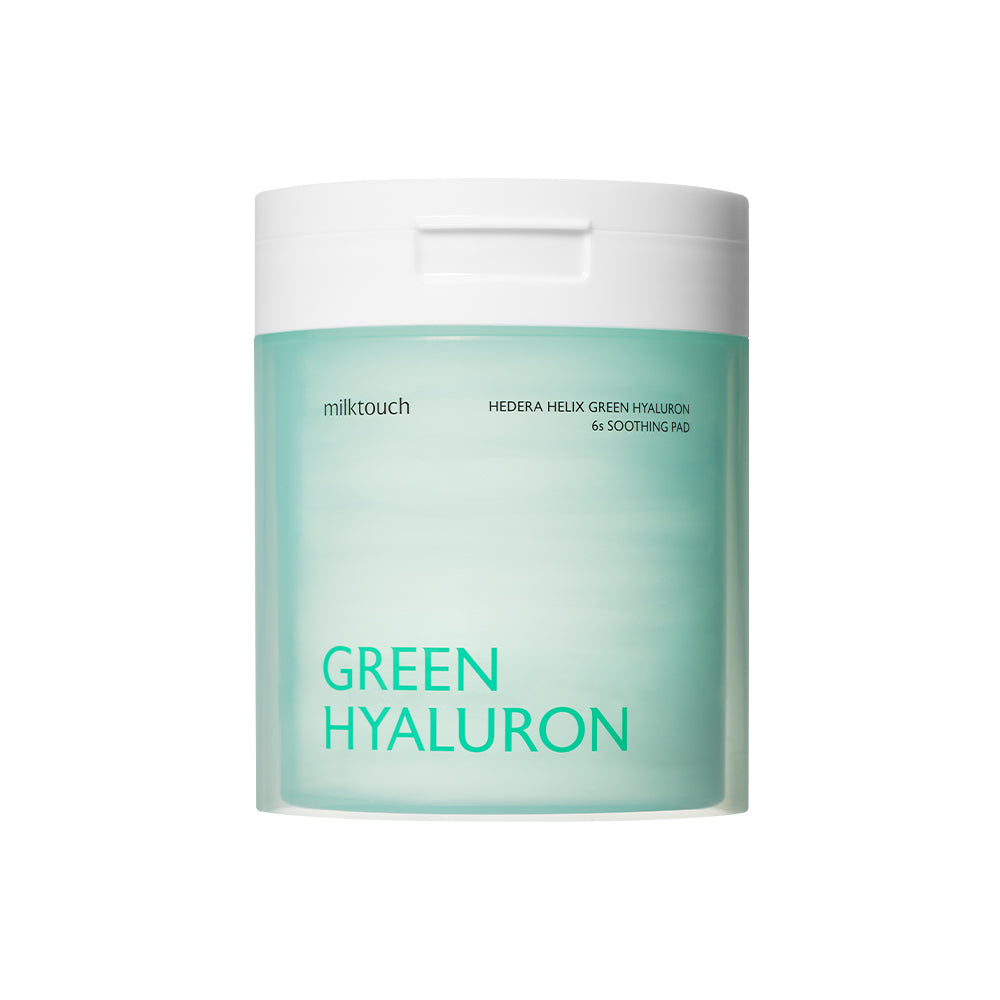 milktouch Hedera Helix Green Hyaluron 6 Sec Soothing Pad, toner pad featuring hyaluronic acid hydration