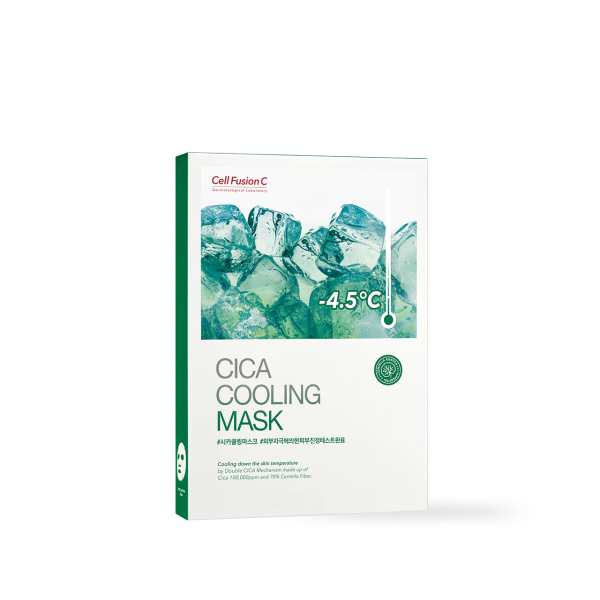 Cell Fusion C Cica Cooling Mask - 5 sheets, product packaging and full size