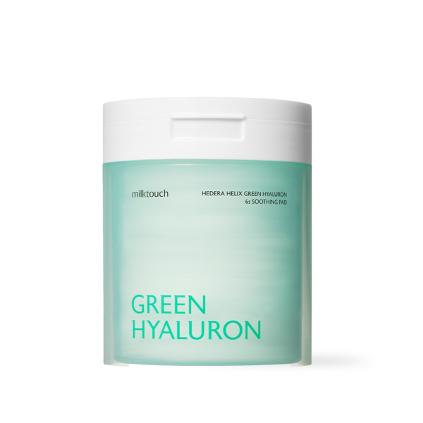 milktouch Hedera Helix Green Hyaluron 6 Sec Soothing Pad, toner pad featuring 60 triple-layer cotton toner pads