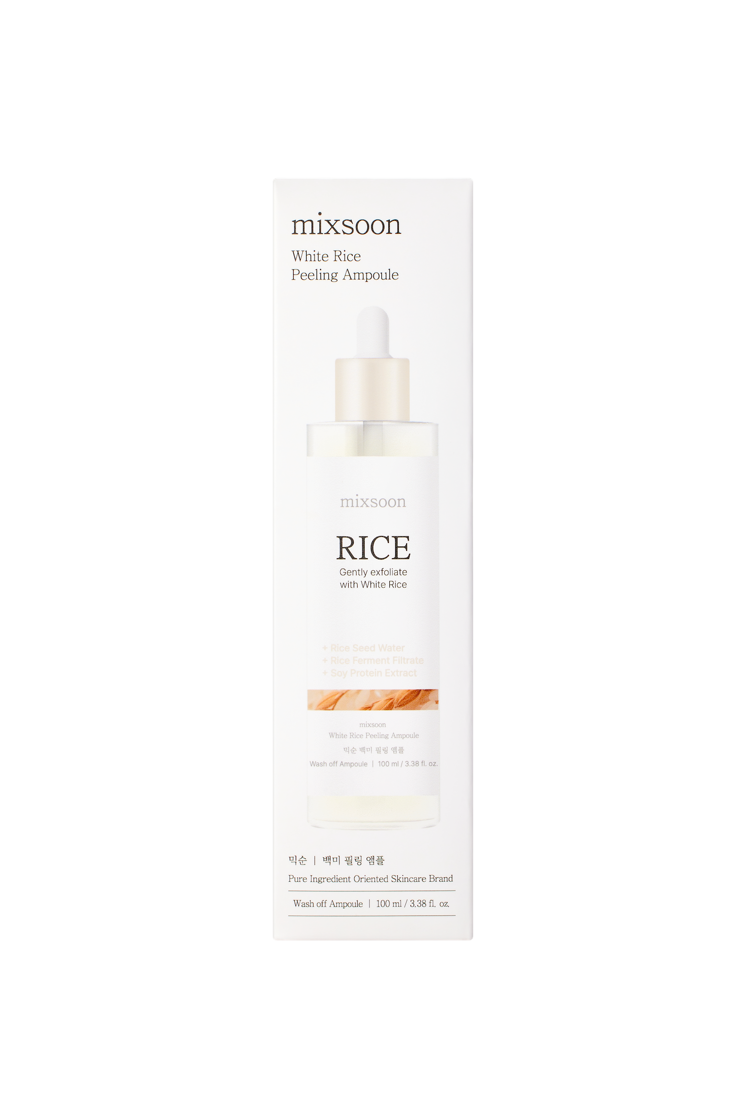 mixsoon White Rice Peeling Ampoule 100ml product size and packaging details