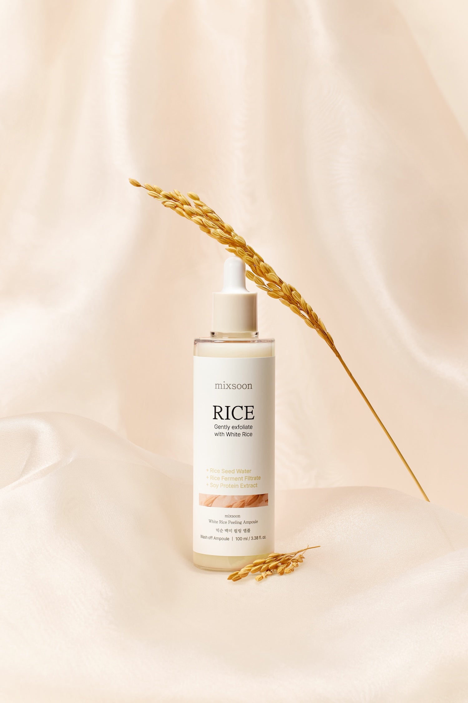 mixsoon White Rice Peeling Ampoule 100ml with Cellulose that combines exfoliation with lightweight hydration