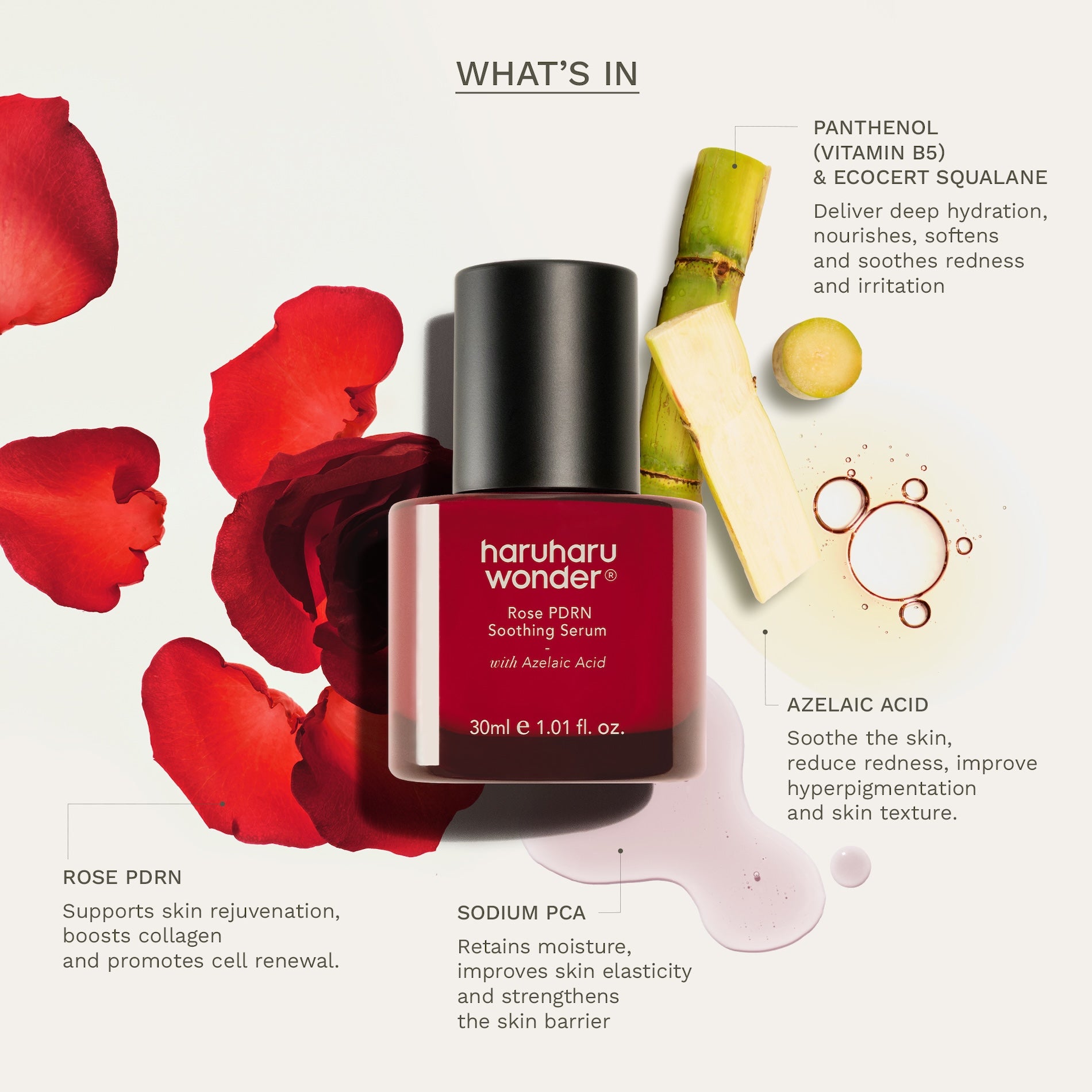 Haruharu Wonder Rose PDRN Soothing Serum 30ml - side view