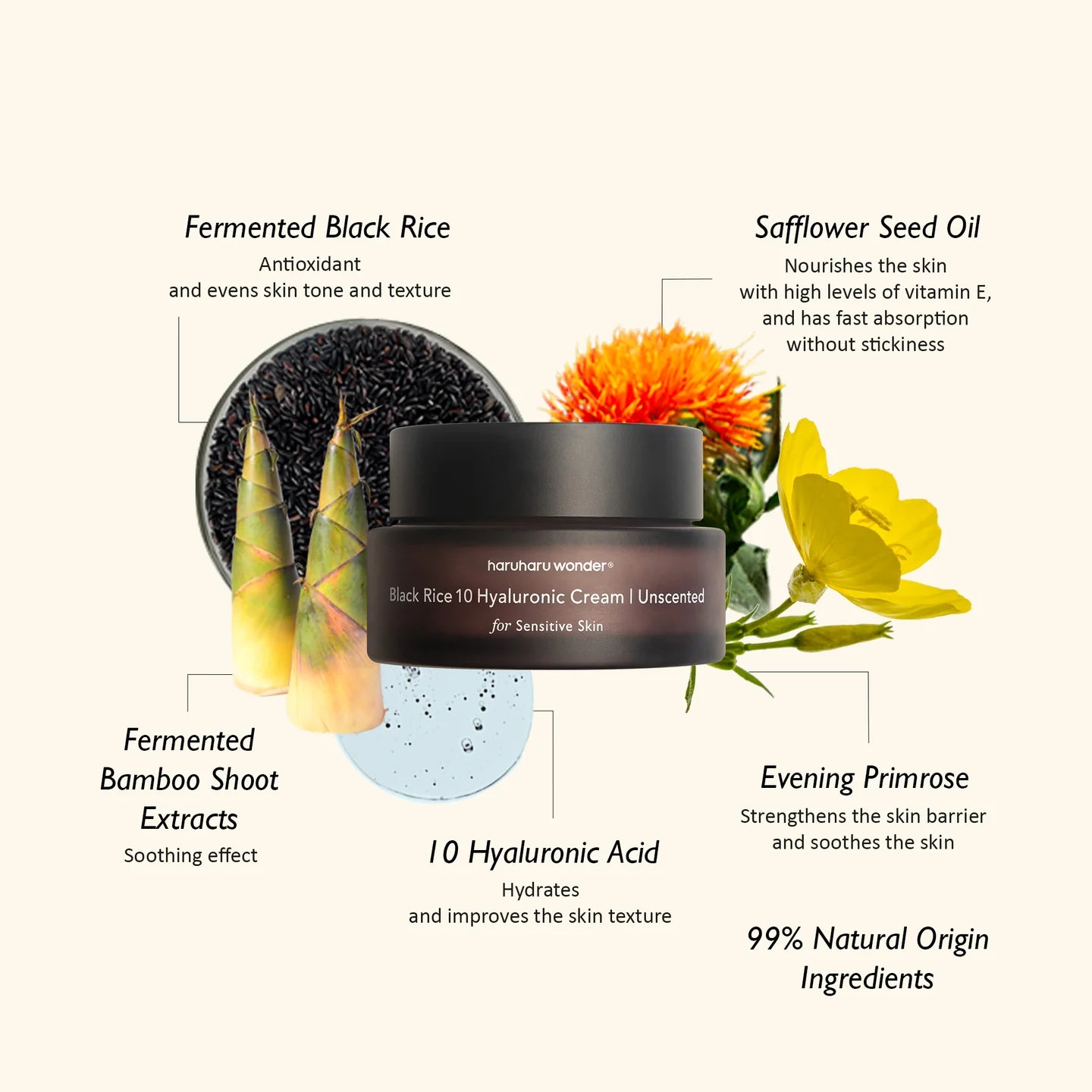 Haruharu Wonder Black Rice 10 Hyaluronic Cream Unscented 50ml - texture