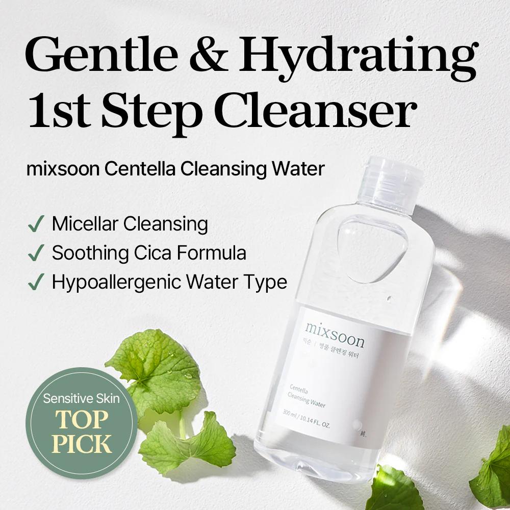 mixsoon Centella Cleansing Water 300ml with Allantoin that helps skin feel refreshed and comfortable
