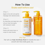 Medicube Kojic Acid Turmeric Body Peel Shot 3-step application guide