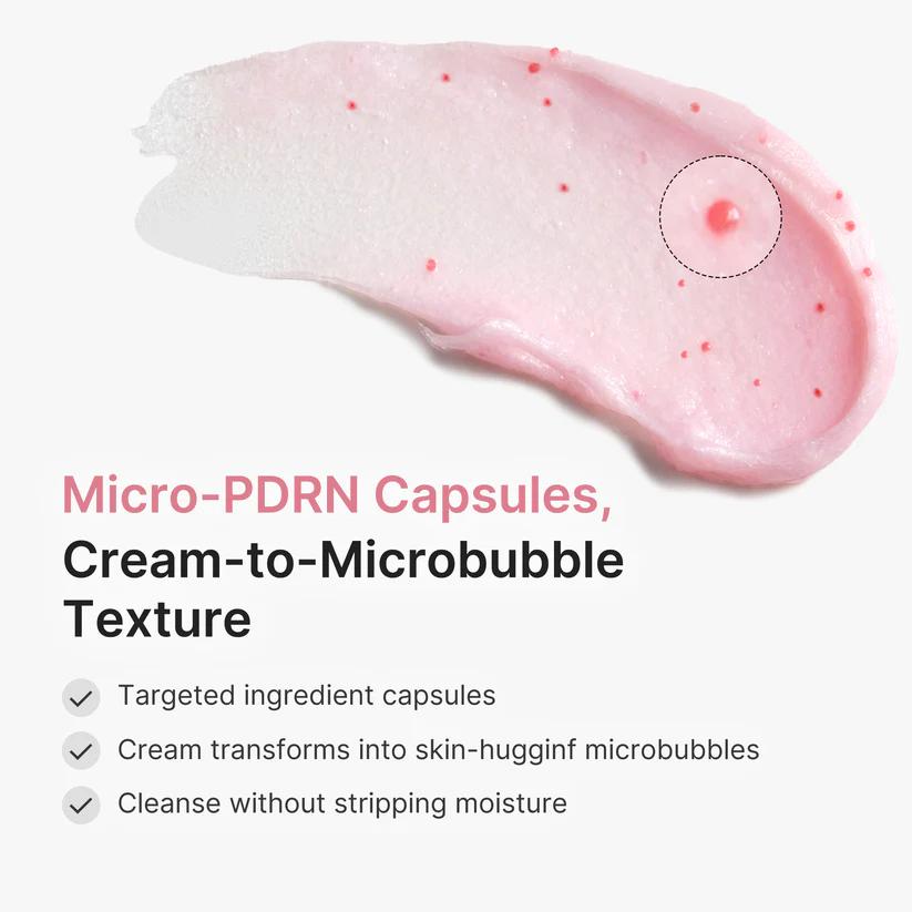 Medicube PDRN Pink Capsule Foam application on wet hands