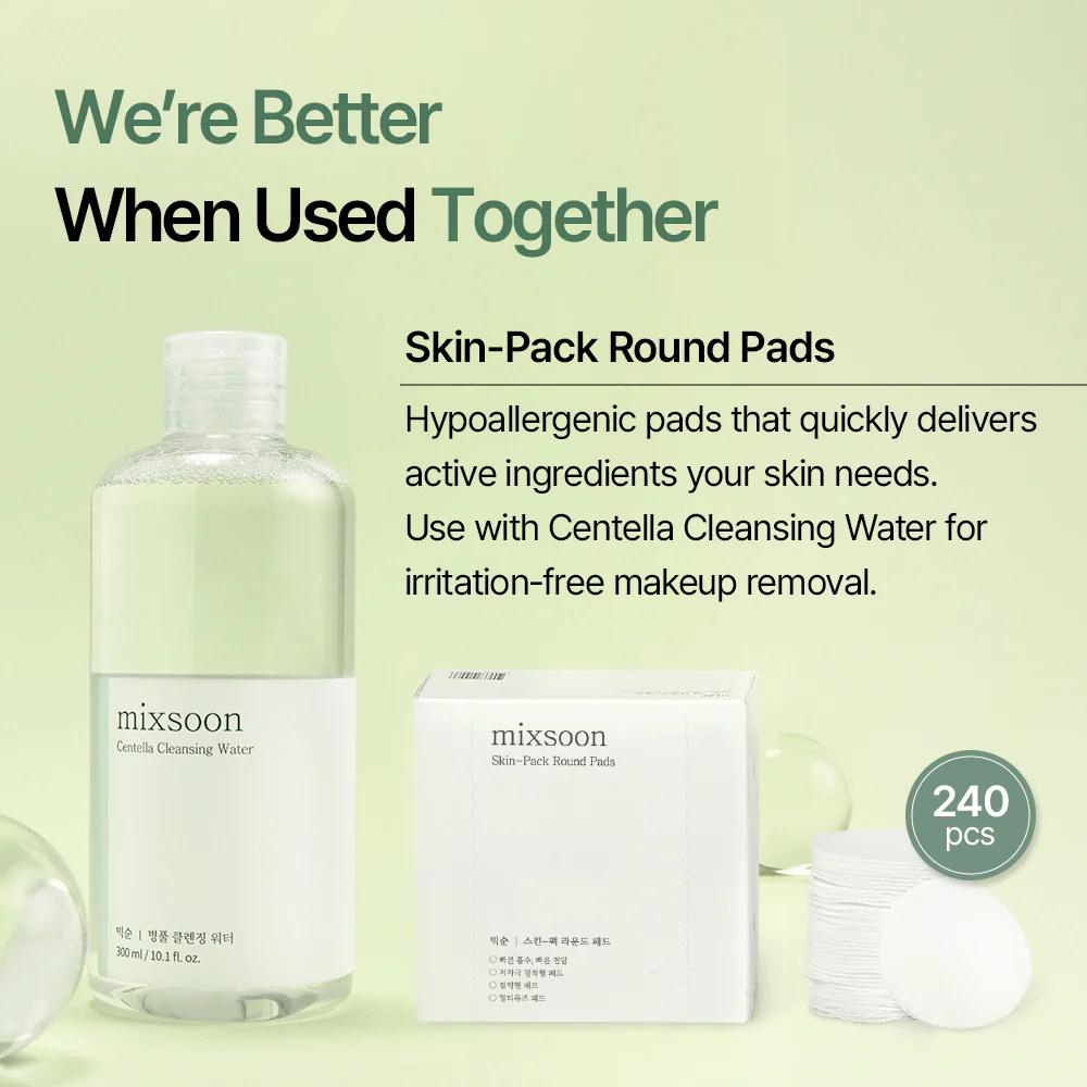 mixsoon Centella Cleansing Water 300ml application, texture and skin finish